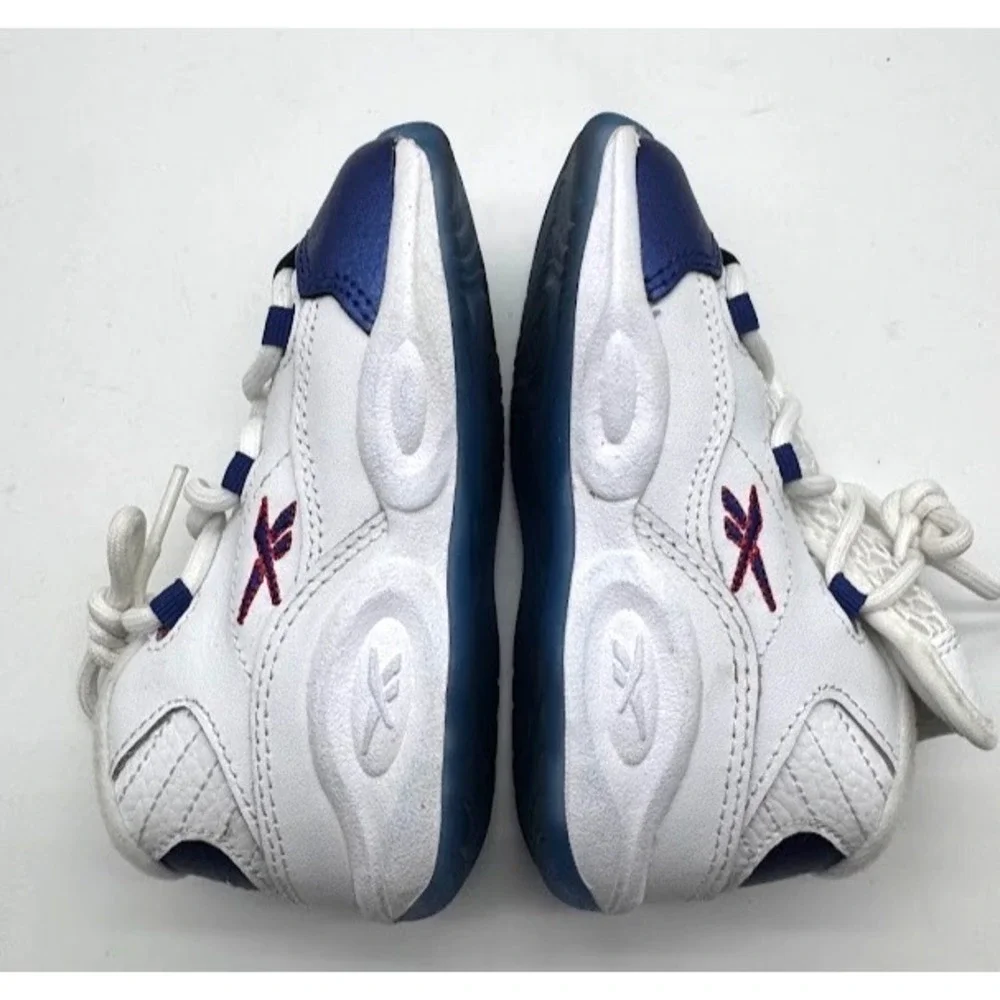 Reebok Question Mid Toddler Shoes White Blue GY8825 Infant Size 8 US Sneakers